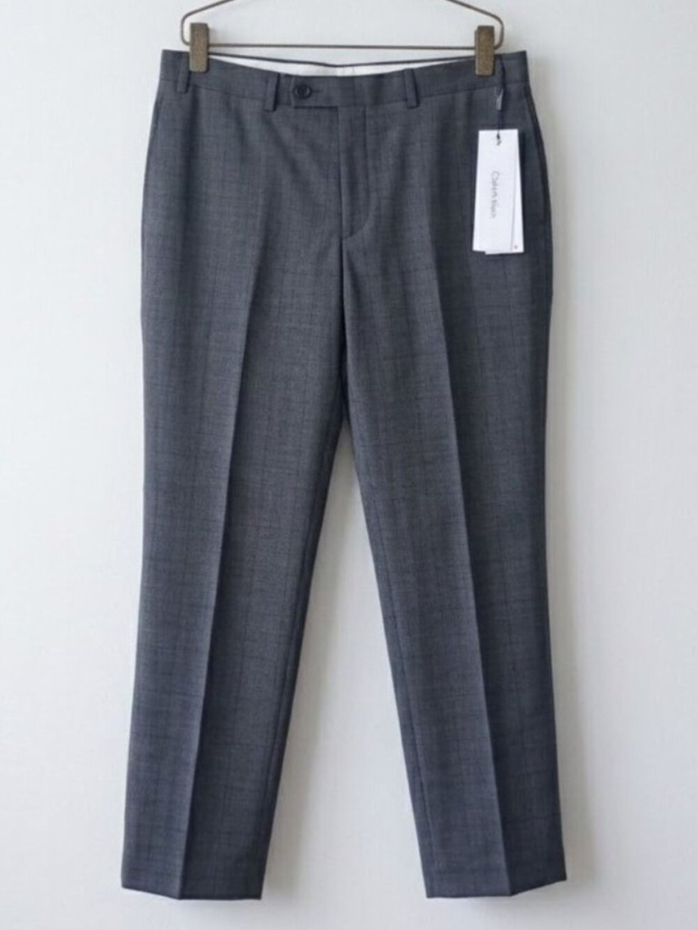 NWT Men's Calvin Klein Dress Pants 36 x 32 Slim Fit Dark Gray Jerome Pant Flat